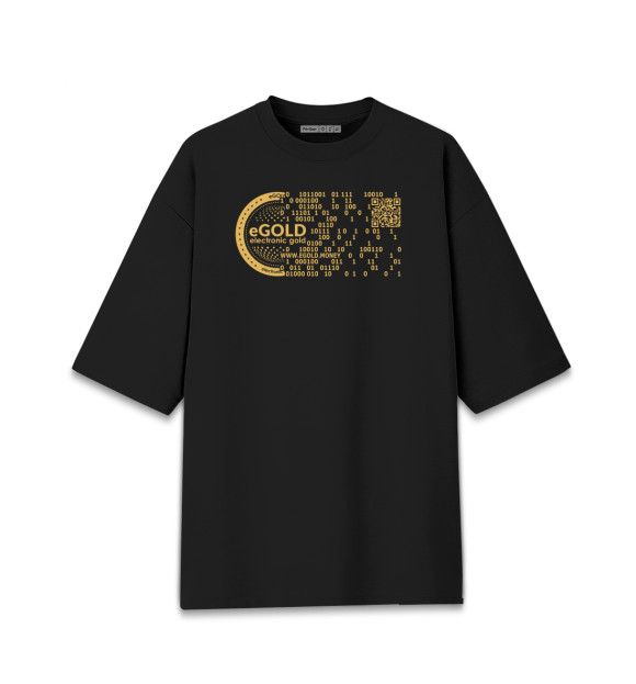 Мужская футболка оверсайз с изображением Gold stablecoin eGOLD цвета Черный