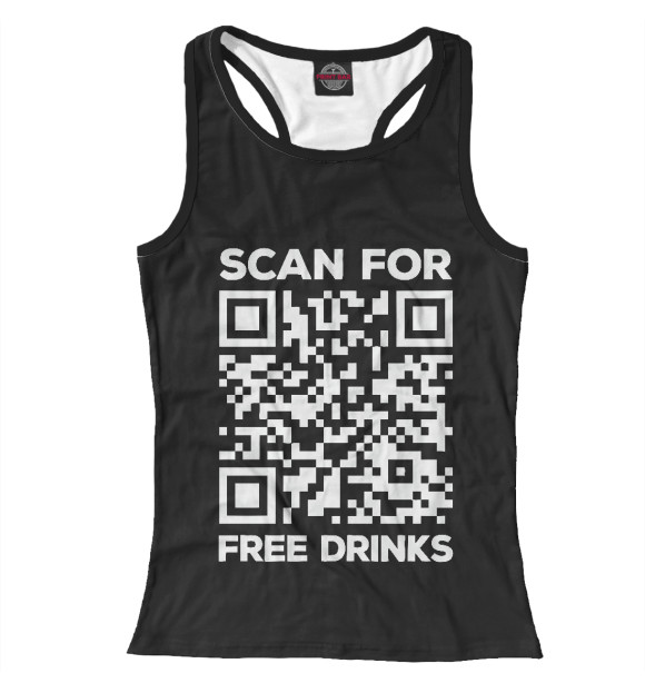 Женская майка-борцовка с изображением Бесплатные Напитки цвета Белый