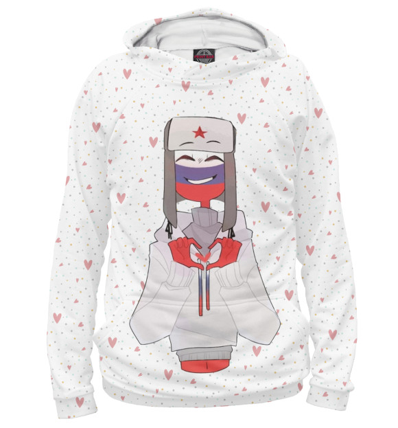 Мужское худи с изображением CountryHumans - Россия цвета Белый