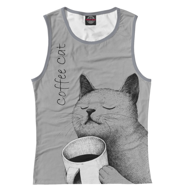 Женская майка с изображением Morning Cat цвета Белый