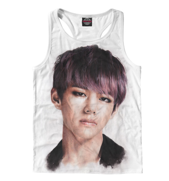 Мужская майка-борцовка с изображением BTS V цвета Белый