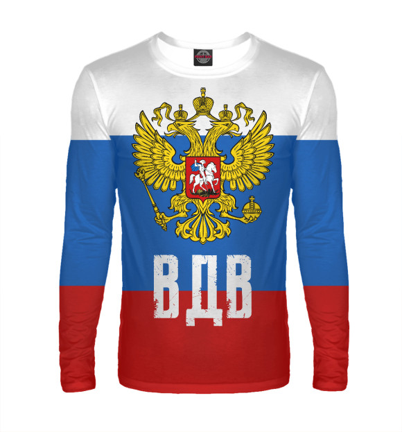 Мужской лонгслив с изображением ВДВ цвета Белый