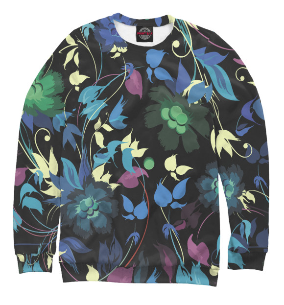 Женский свитшот с изображением Colorful summer pattern цвета Белый