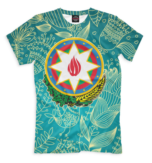 Мужская футболка с изображением Азербайджан цвета Грязно-голубой