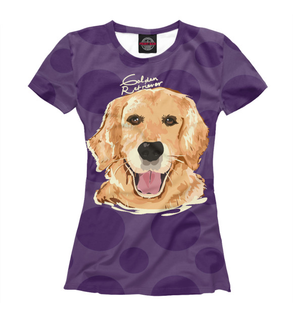 Женская футболка с изображением Golden retriever цвета Белый