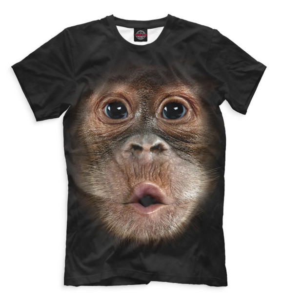 Мужская футболка с изображением Орангутанг цвета Черный