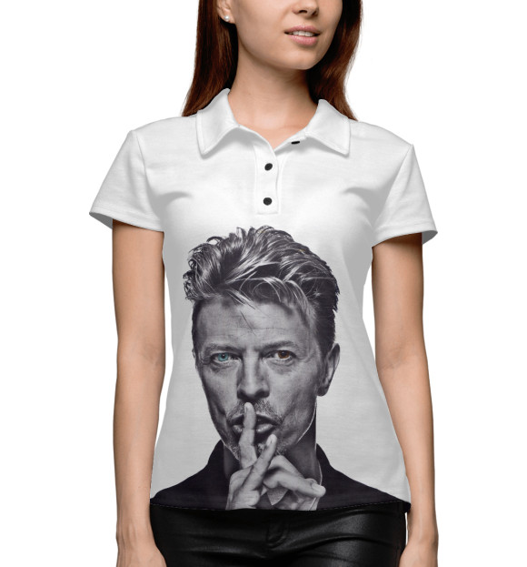 Женское поло с изображением David Bowie цвета Белый