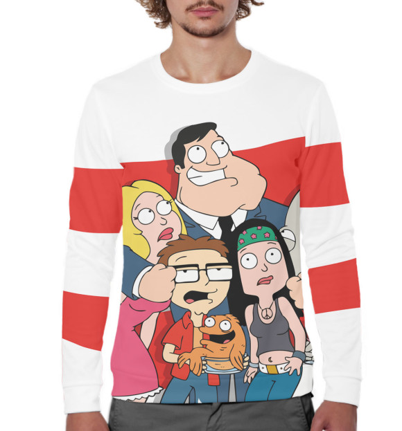 Мужской свитшот с изображением Американский папаша цвета Белый