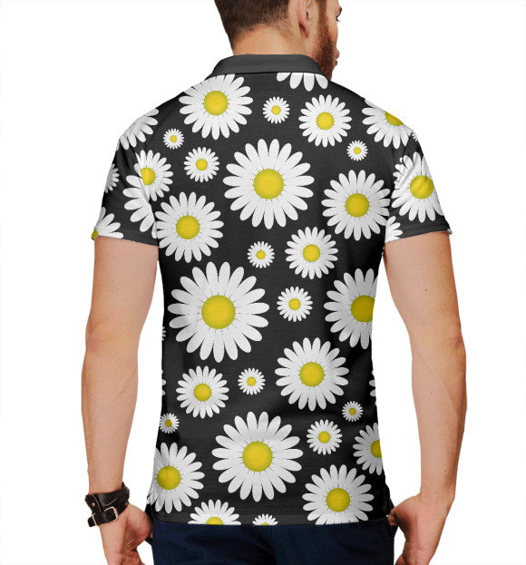 Мужское поло с изображением Ромашки цвета Белый