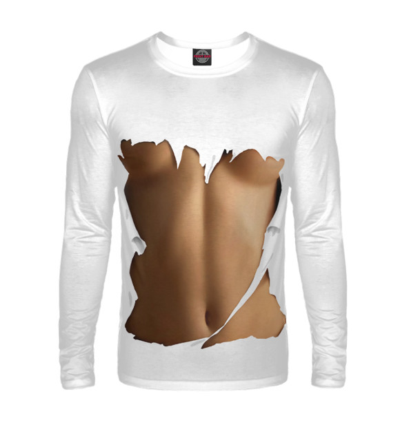 Мужской лонгслив с изображением Тело цвета Белый