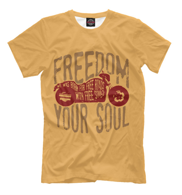 Мужская футболка с изображением Freedom in Your Soul цвета Молочно-белый