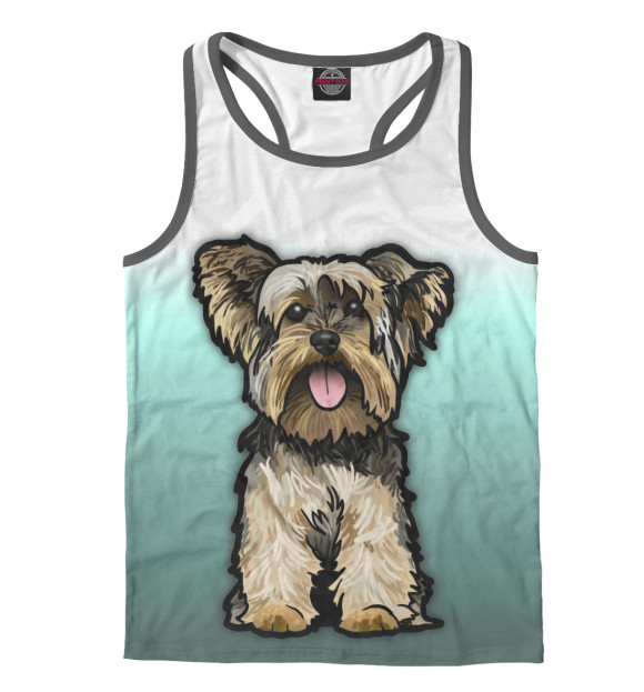 Мужская майка-борцовка с изображением Йоркширский терьер цвета Белый