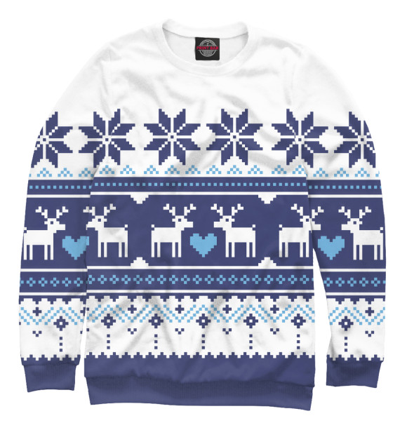 Мужской свитшот с изображением Скандинавские олени цвета Белый