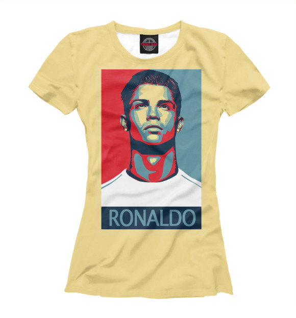 Женская футболка с изображением Роналду цвета Белый