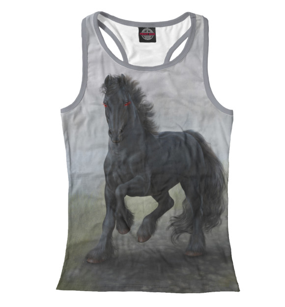 Женская майка-борцовка с изображением Конь цвета Белый