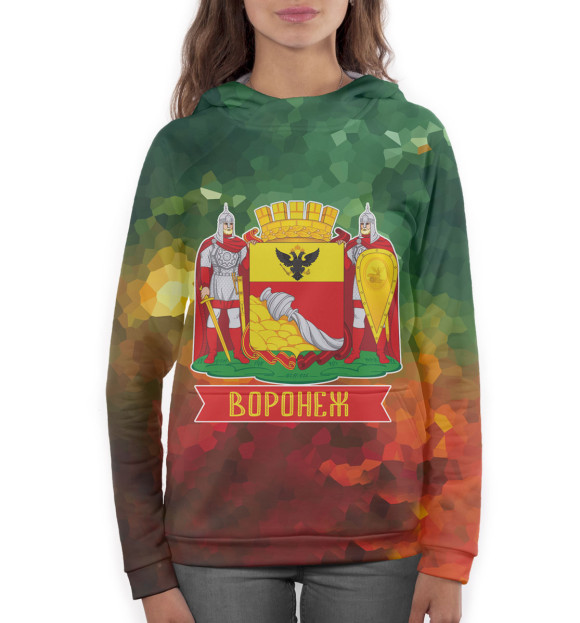 Женское худи с изображением Воронеж цвета Белый