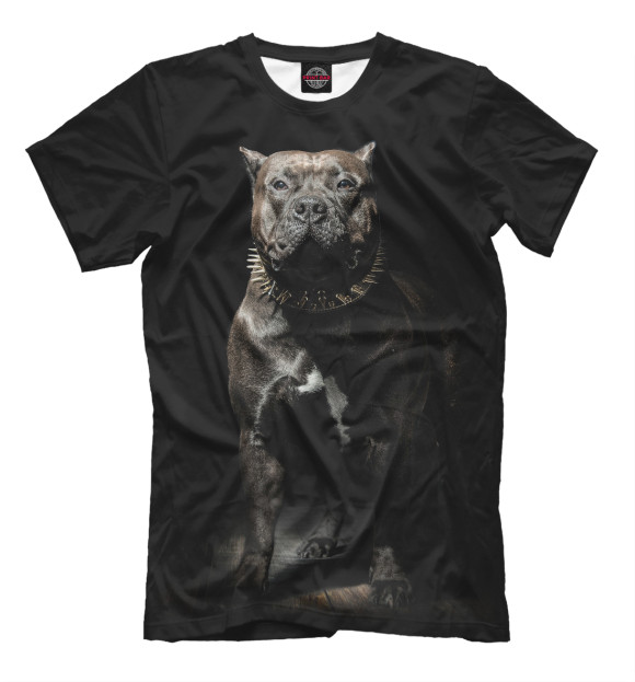 Мужская футболка с притом Черный кан - корсо цвета Белый Мужская футболка с изображением Черный кан - корсо цвета Белый