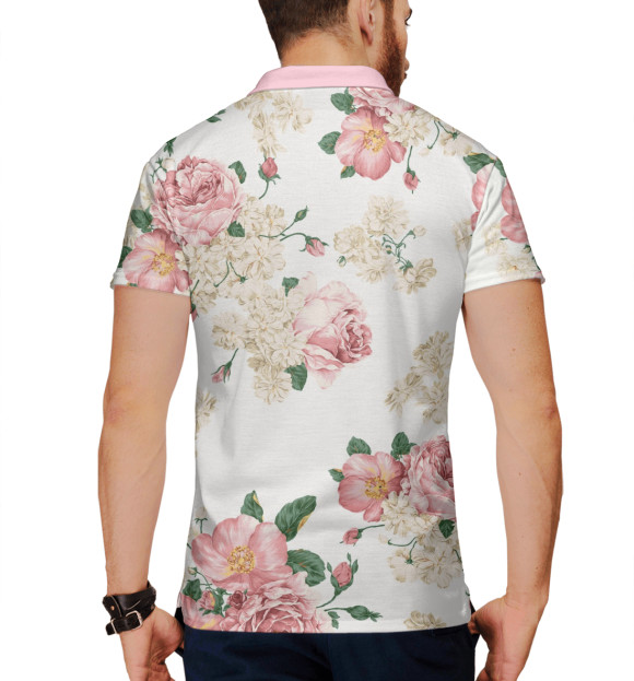 Мужское поло с изображением Цветы цвета Белый