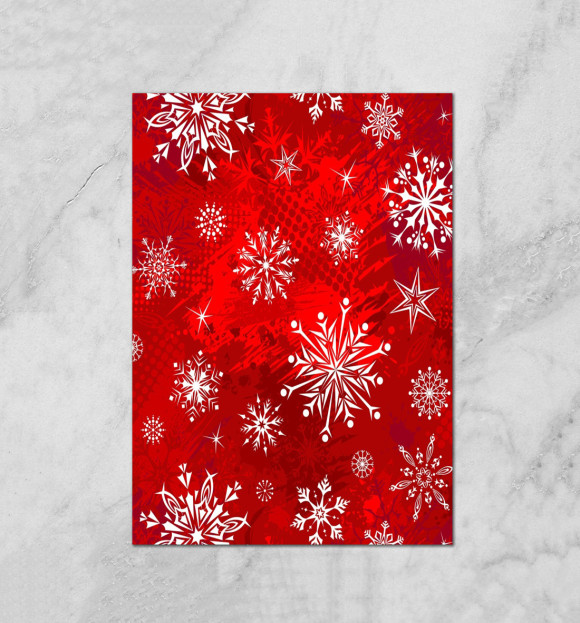 Плакат с изображением Узор из снежинок цвета Белый