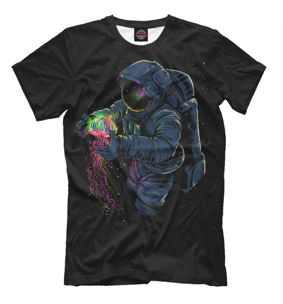 Мужская футболка с изображением Космическая Медуза цвета Черный