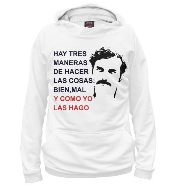 Мужское худи с изображением Escobar цвета Белый