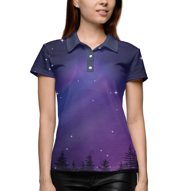 Женское поло с изображением Звёздное небо цвета Белый