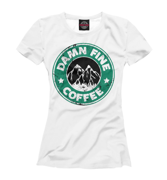 Женская футболка с изображением damn fine coffee цвета Белый