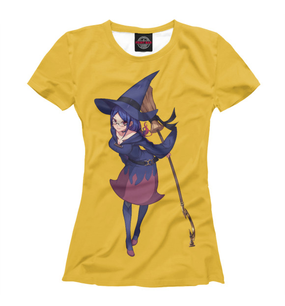 Женская футболка с изображением Ведьма с метлой цвета Белый