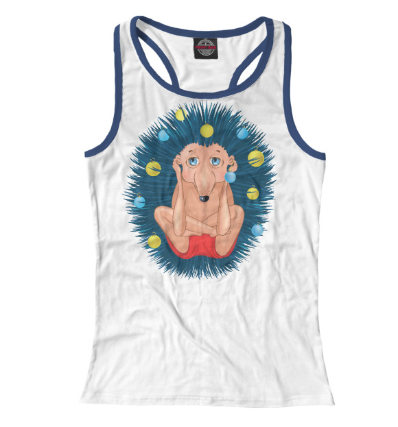 Женская майка-борцовка с изображением Йога-ёжик цвета Белый