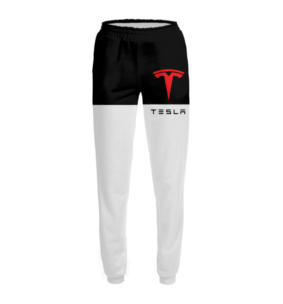 Женские спортивные штаны с изображением Tesla цвета Белый