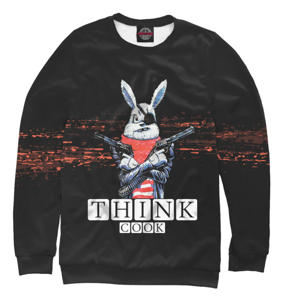 Мужской свитшот с изображением Кролик с Пистолетами цвета Белый