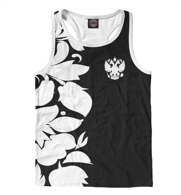 Мужская майка-борцовка с изображением Russia Black&White Ornament цвета Белый