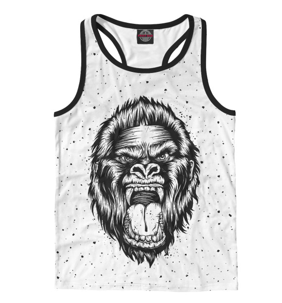 Мужская майка-борцовка с изображением Рык гориллы цвета Белый