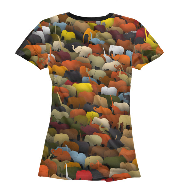 Женская футболка с изображением Слоны идут налево цвета Белый