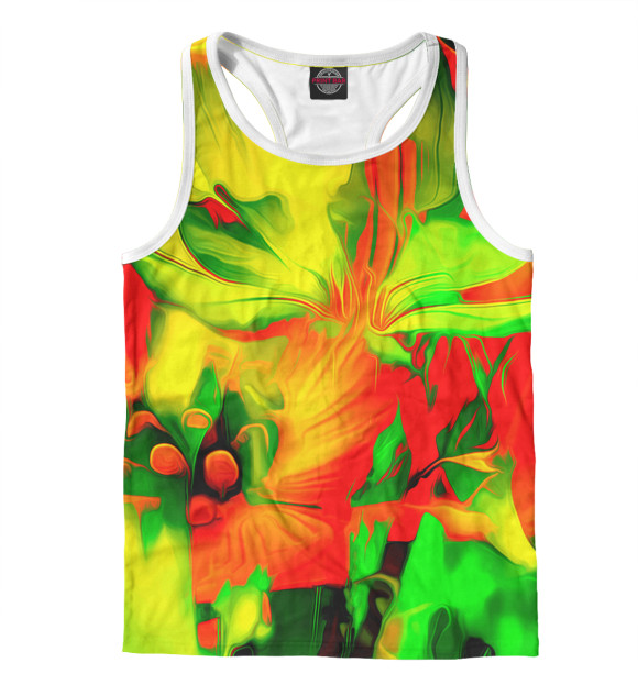 Мужская майка-борцовка с изображением Цветочная акварель цвета Белый