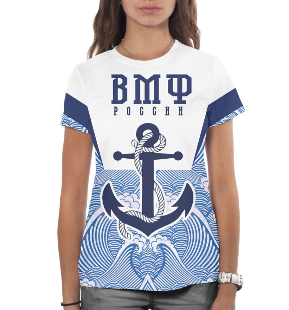 Женская футболка с изображением ВМФ цвета Белый