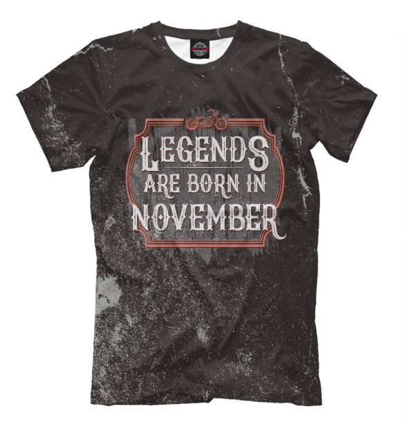 Мужская футболка с изображением Legends Are Born In November цвета Молочно-белый