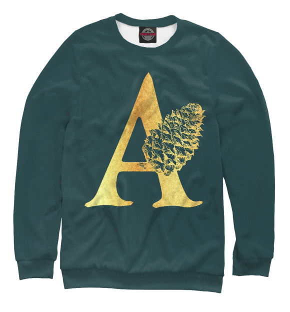 Свитшот для девочек с изображением Золотая буква А цвета Белый