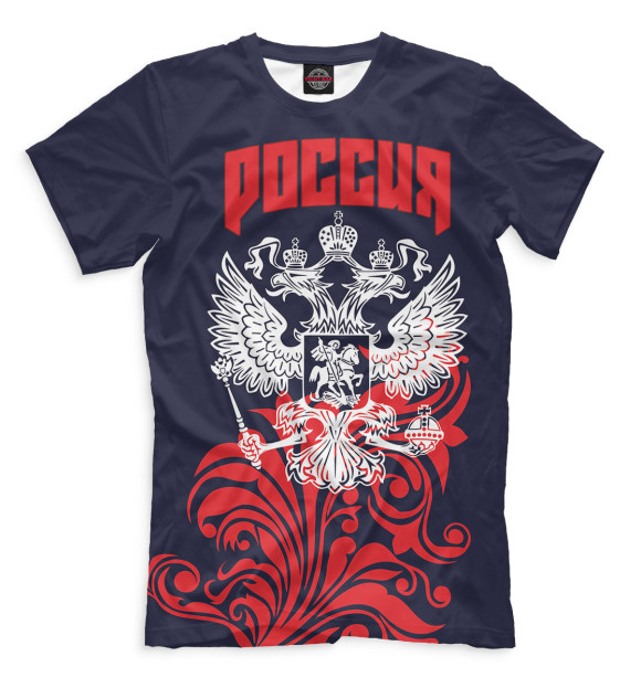 Мужская футболка с изображением Сборная России цвета Черный