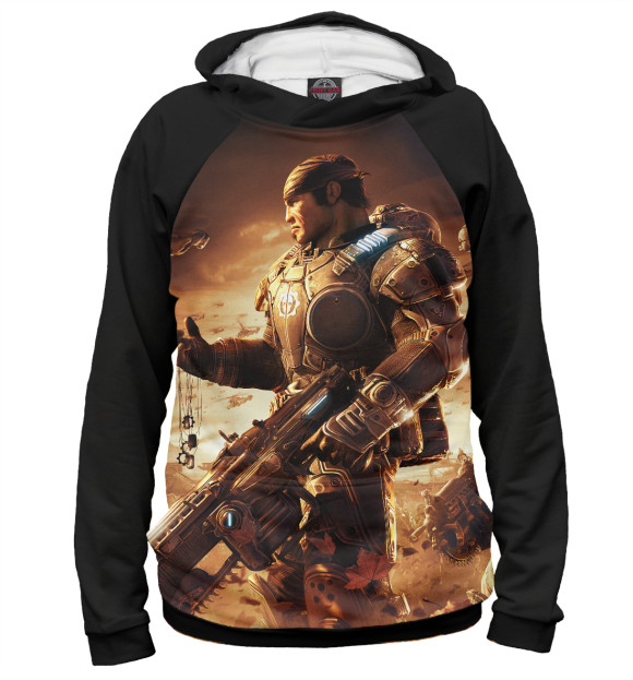 Мужское худи с изображением Gears of War 2 цвета Белый