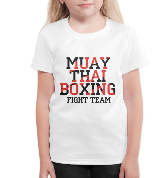 Футболка для девочек с изображением Muay Thai Boxing цвета Белый