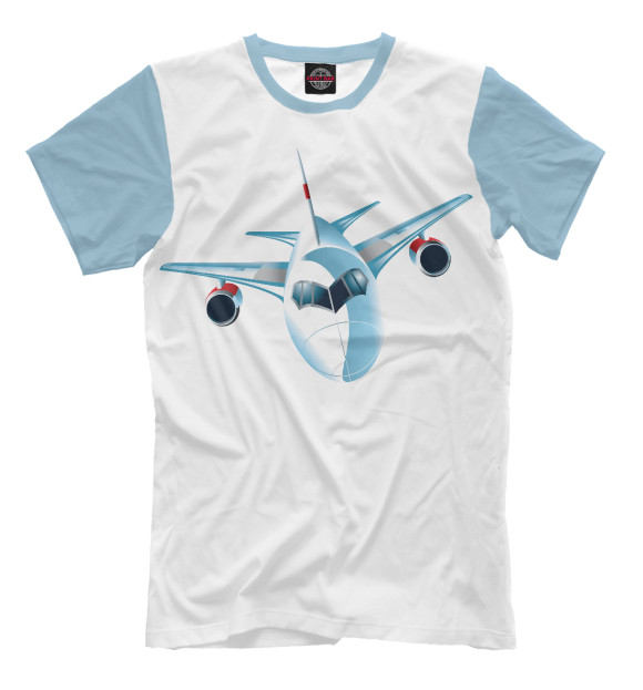 Мужская футболка с изображением Самолет цвета Молочно-белый