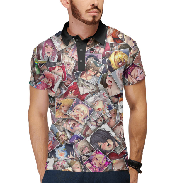 Мужское поло с изображением Ахегао цвет цвета Белый