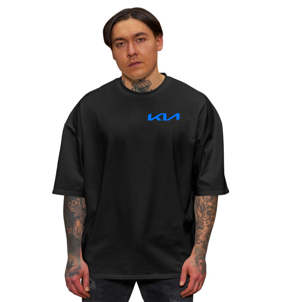 Мужская футболка оверсайз с изображением Киа цвета Черный