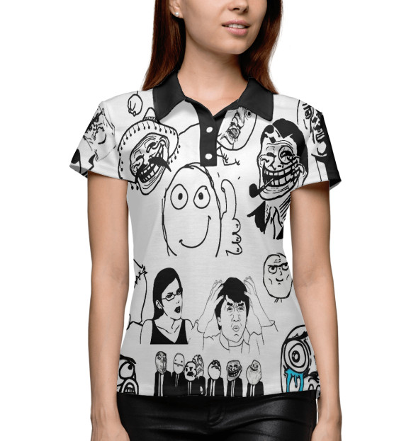 Женское поло с изображением Популярные мемы цвета Белый