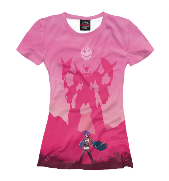 Футболка для девочек с изображением Gurren Lagann цвета Белый