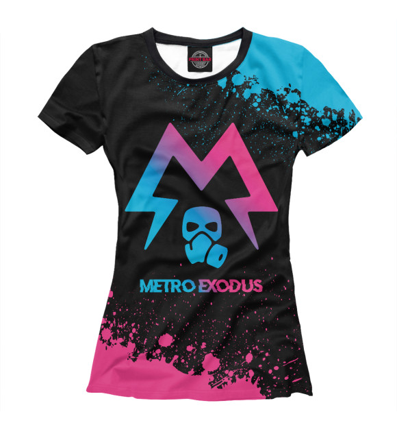 Женская футболка с изображением Metro Exodus Neon Gradient цвета Белый