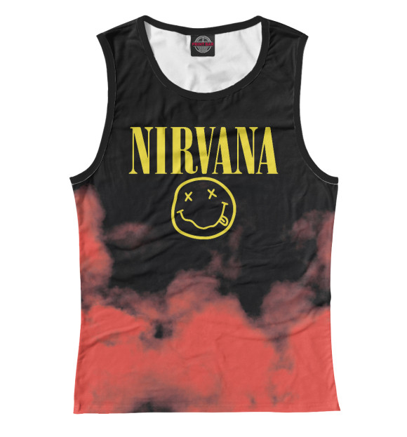 Женская майка с притом Nirvana цвета Белый Женская майка с изображением Nirvana цвета Белый