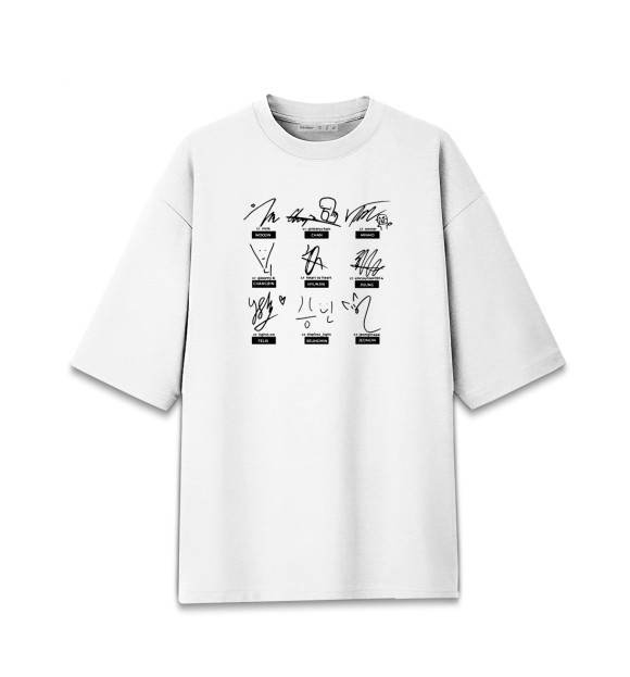 Мужская футболка оверсайз с изображением Stray Kids цвета Белый