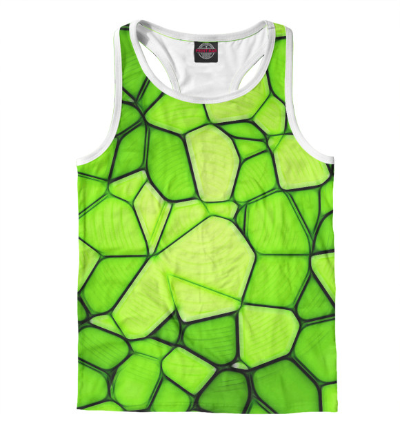 Мужская майка-борцовка с изображением Зелёные грани цвета Белый